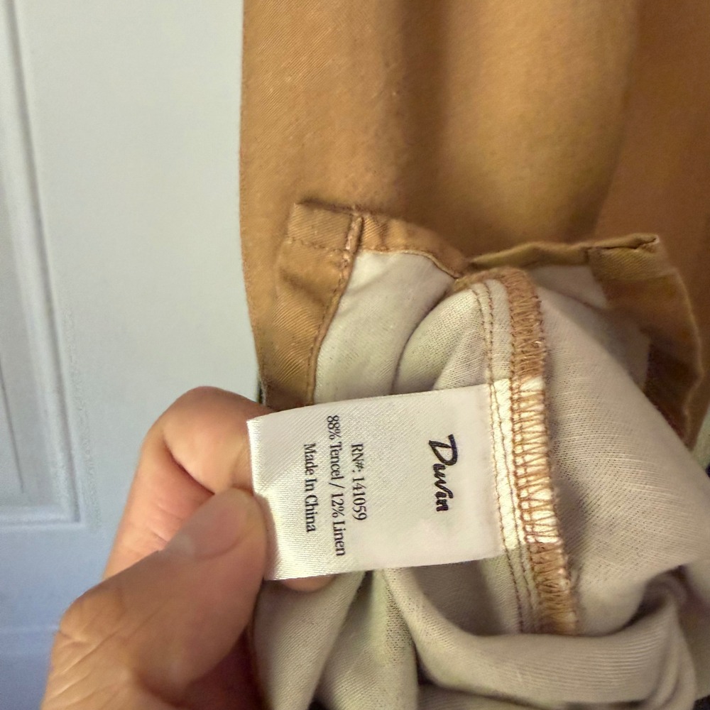 DUVIN khaki tan contrast piping short sleeve button up shirt - Picture 8 of 8